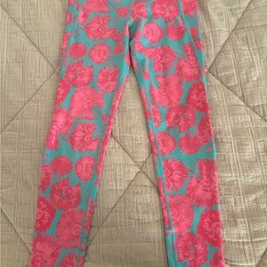 Prodoh girls sz 8/10 Vibrant Floral Kids Leggings - Pink and Green